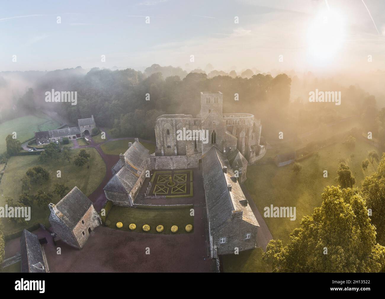 FRANCE. MANCHE (50) AERIAL IMAGE OF HAMBYE ABBEY Stock Photo - Alamy