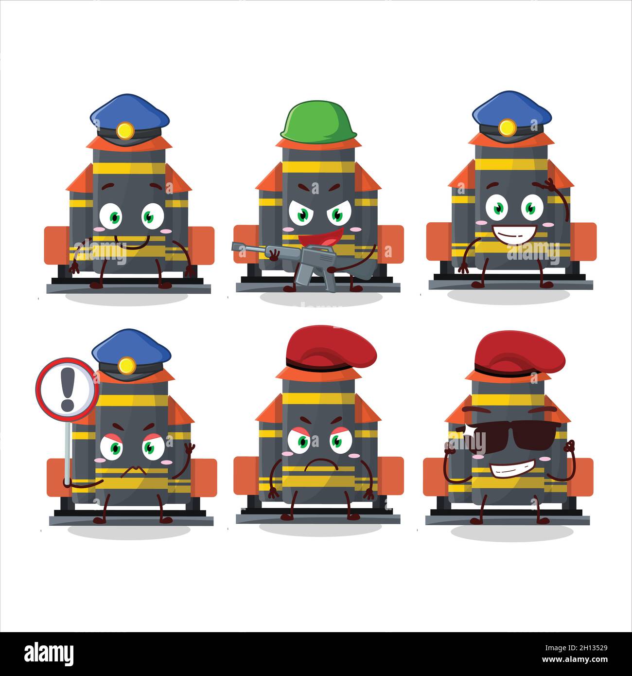 Police Rockets Drawings A dedicated Police officer of firework rocket launcher mascot design ...
