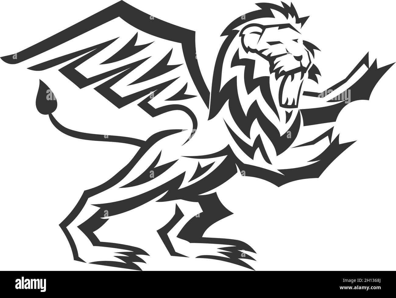 Lion wing Illustration Template Mascot Emblem Isolated Stock Vector