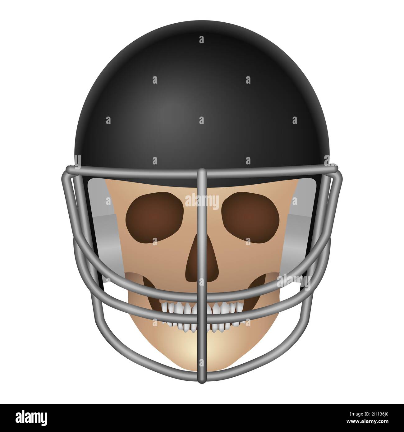 Skull with football helmet on a white background. Vector illustration