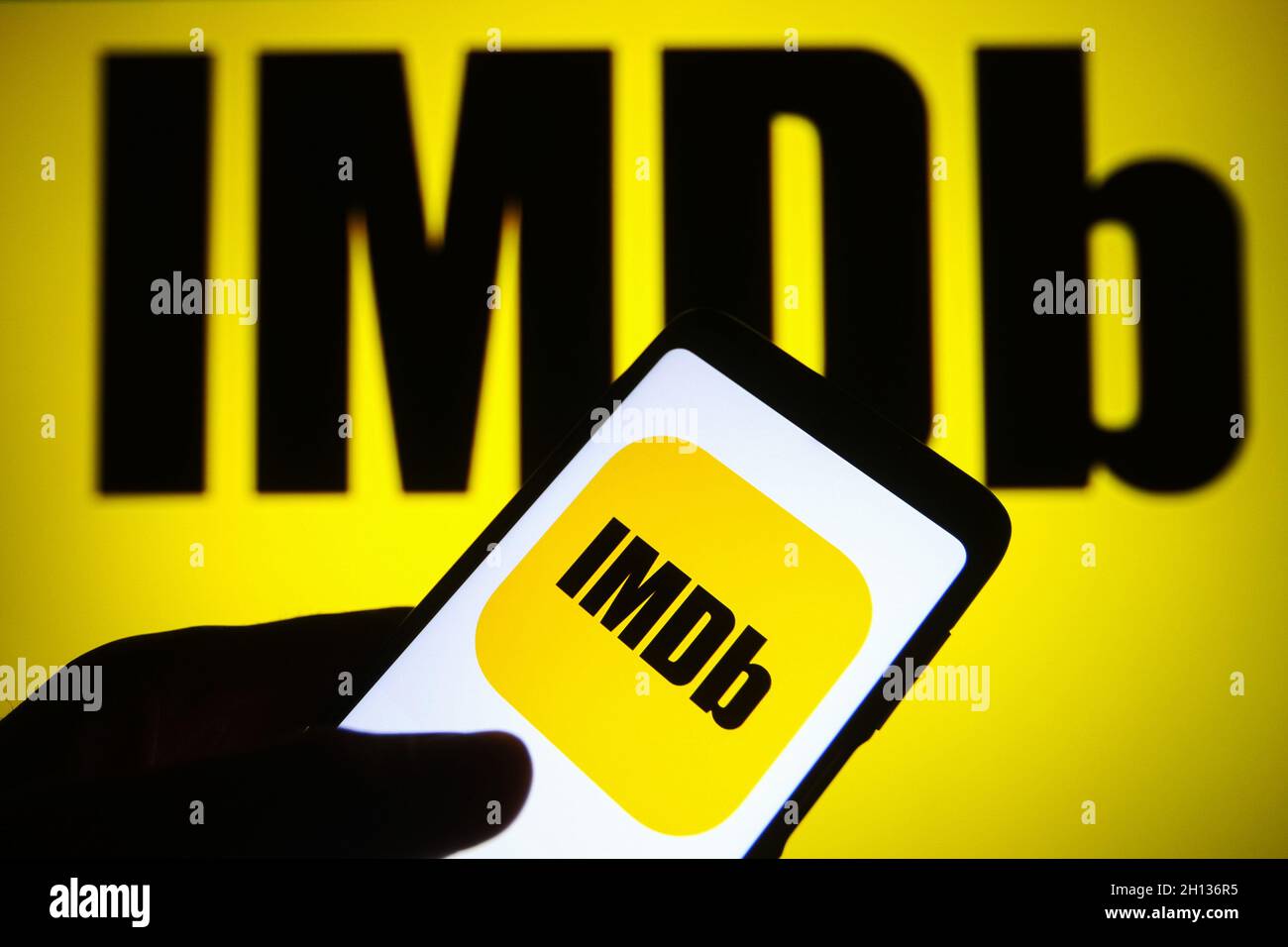 Ukraine. 16th Oct, 2021. In this photo illustration, IMDb (Internet Movie  Database) logo is seen on a smartphone and a pc screen. (Photo by Pavlo  Gonchar/SOPA Images/Sipa USA) Credit: Sipa USA/Alamy Live