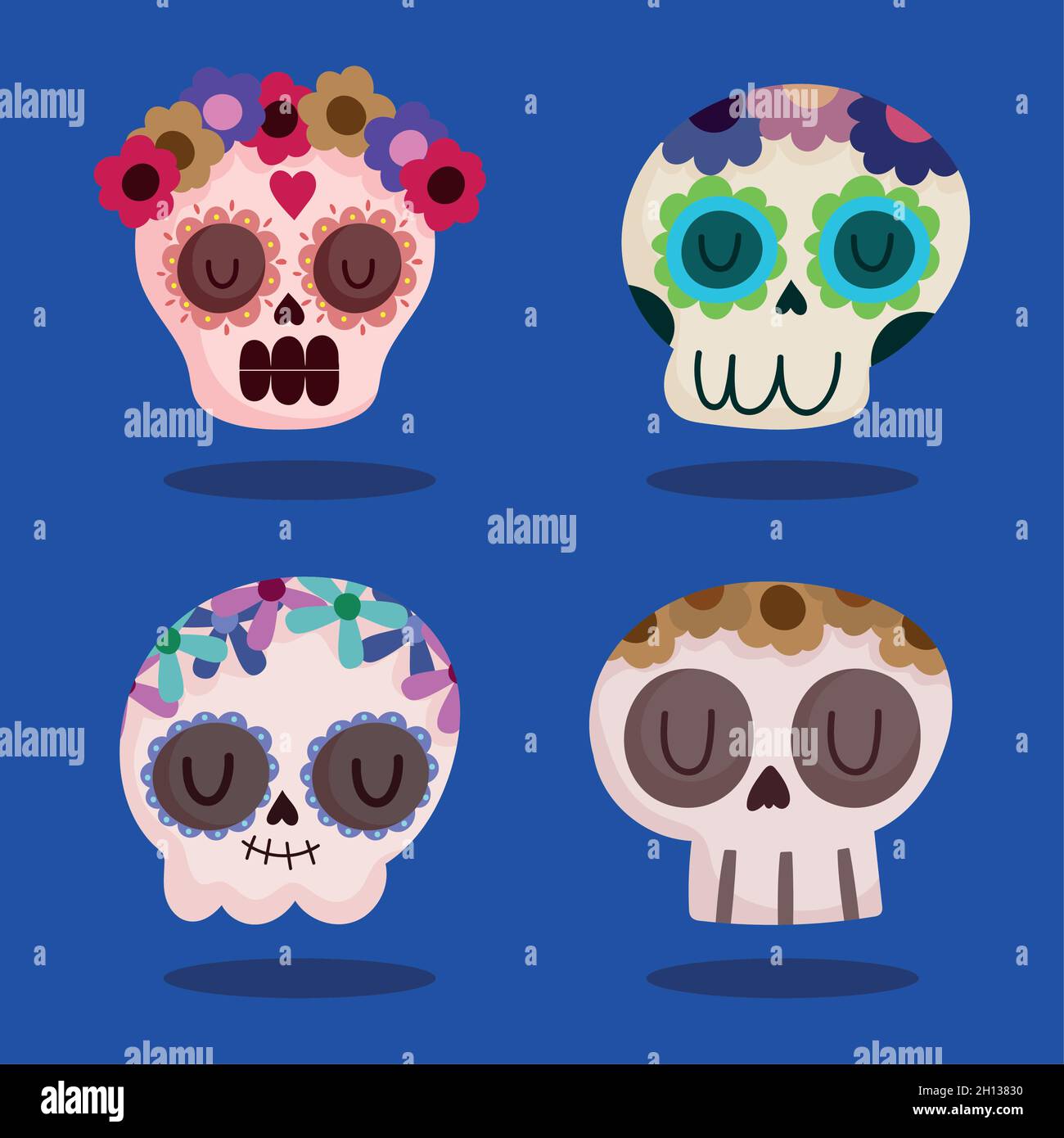 sugar skulls with flowers Stock Vector Image & Art Alamy