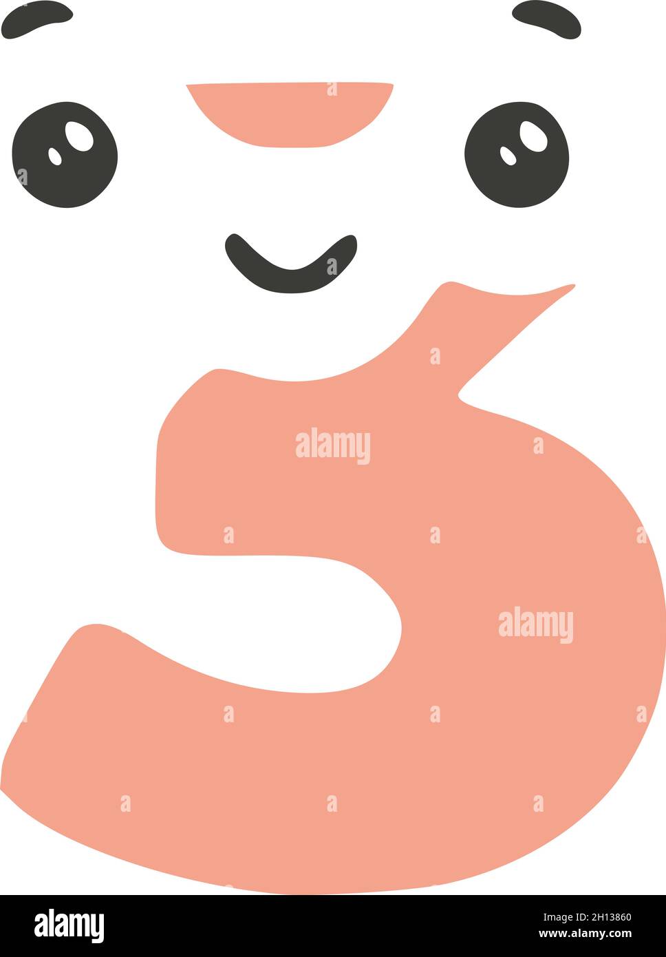 Number 3 cute kawaii character isolated on white background, vector ...