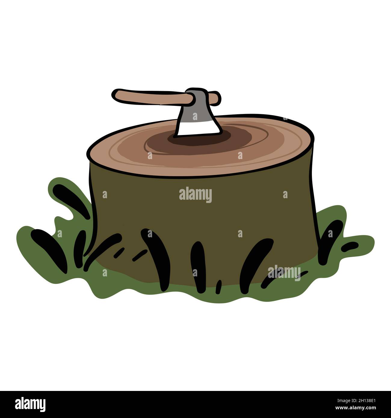 A tree stump with an axe illustration Stock Vector Image & Art Alamy