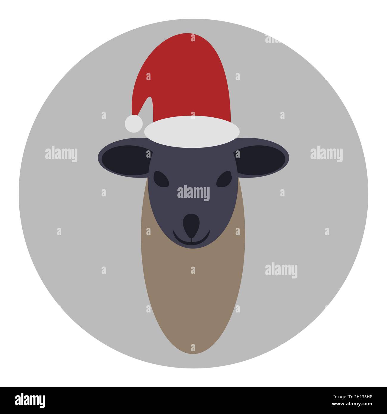 Small black christmas Sheep head icon vector Stock Vector