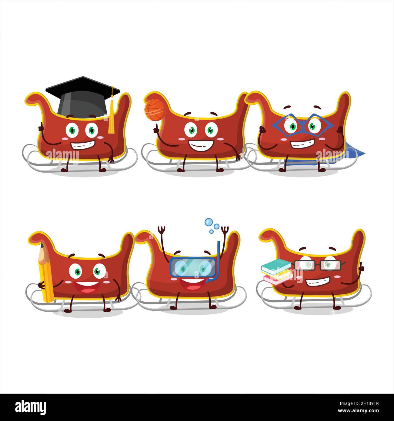 Santa Course Cartoon School student of santa carriage cartoon character with various ...