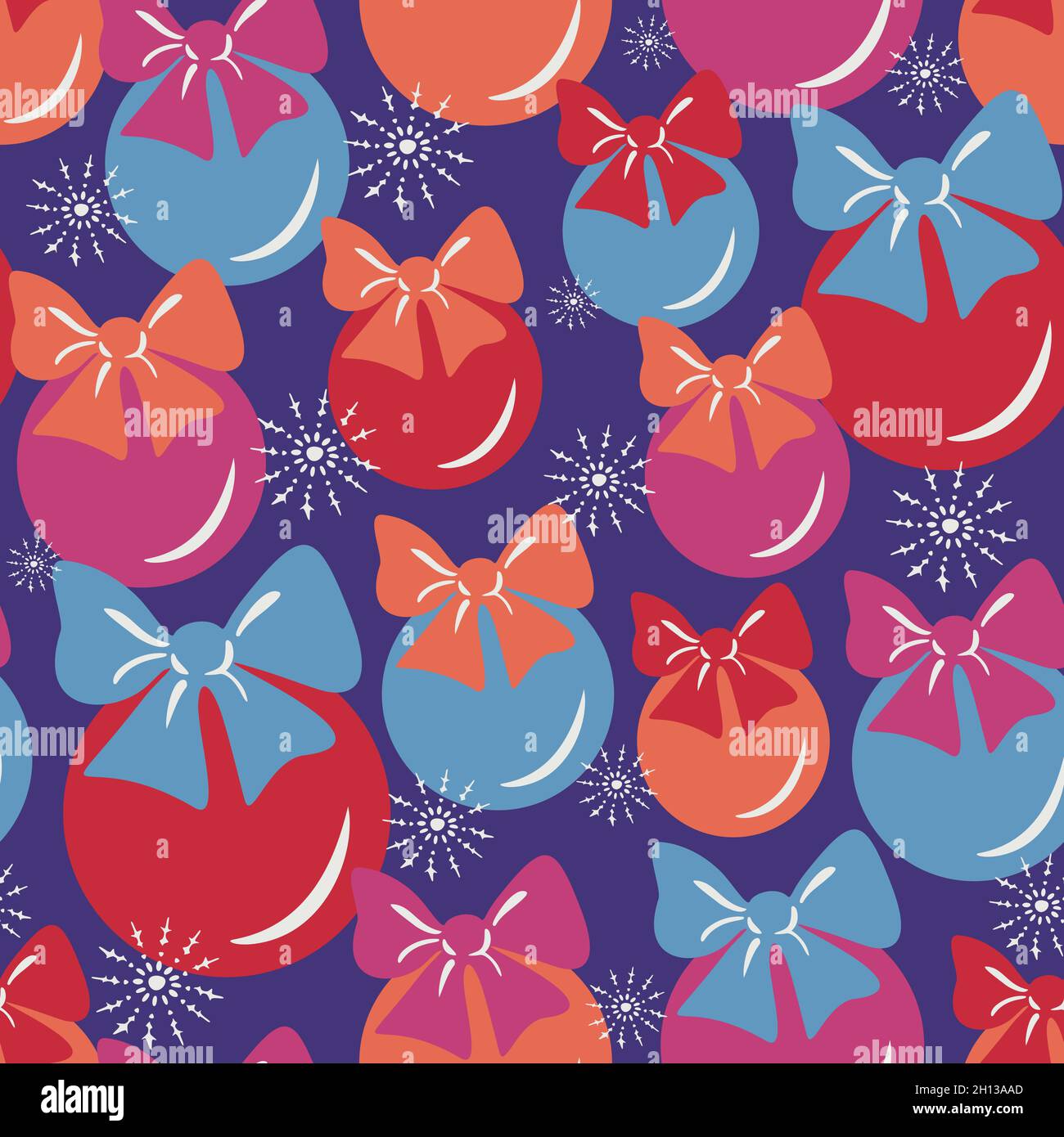 Vector seamless pattern with different sizes Christmas balls and ...