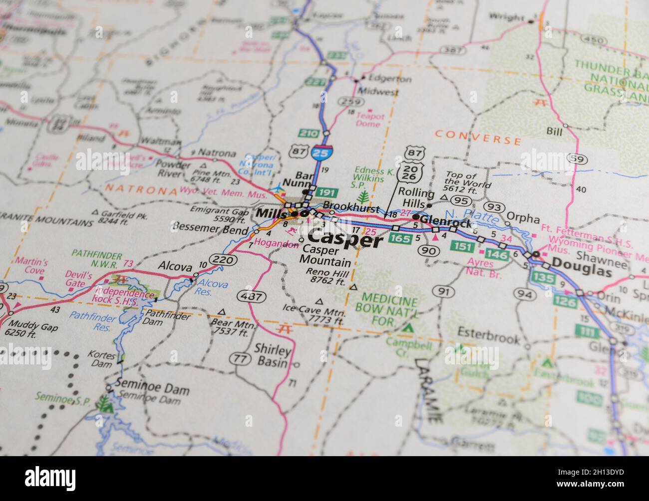 Map of the city of Casper, WY Stock Photo Alamy