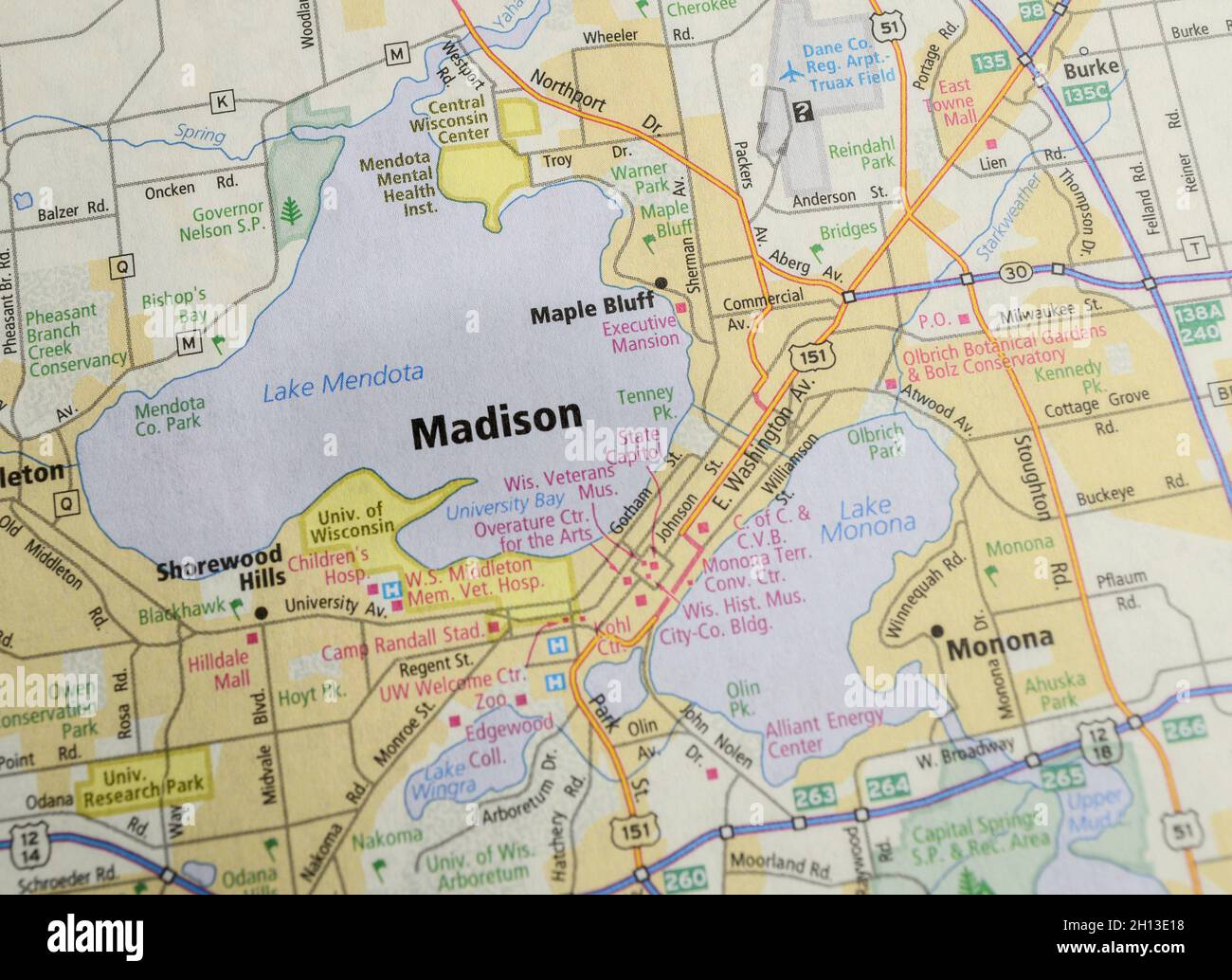 Map of the city of Madison, WI Stock Photo Alamy