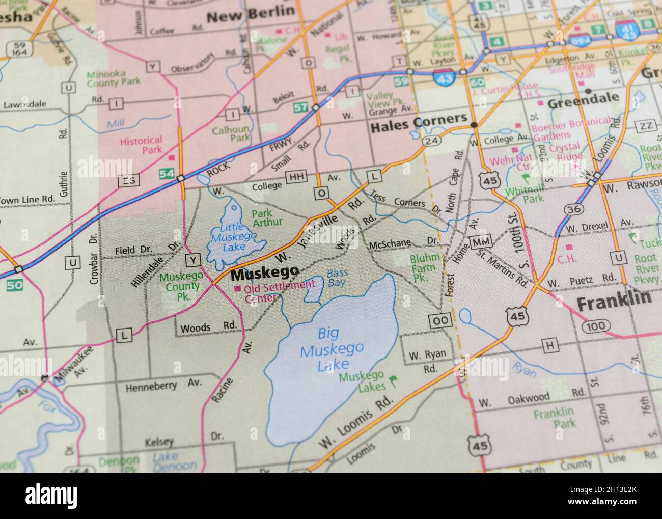 Map of the city of Muskego, WI Stock Photo Alamy