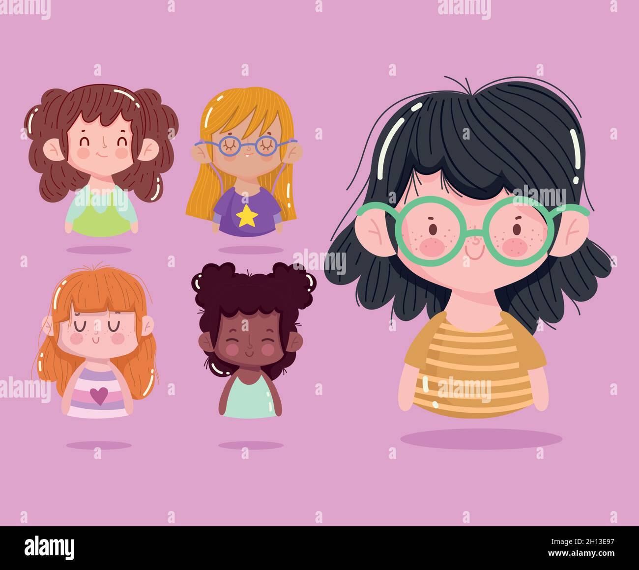 set of cute girls Stock Vector Image & Art - Alamy