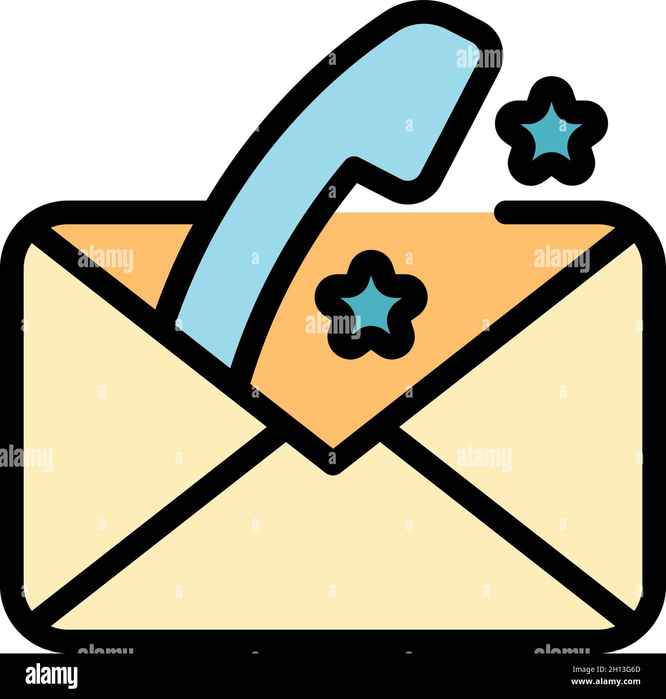 Phone email icon. Outline phone email vector icon color flat isolated ...