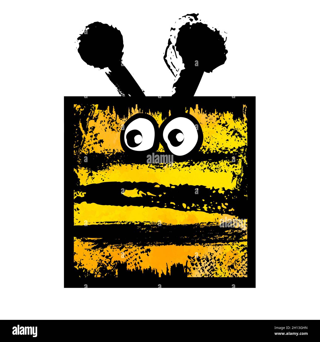 Funny bee. child drawing . Abstract square bee from blots. Vector illustration Stock Vector