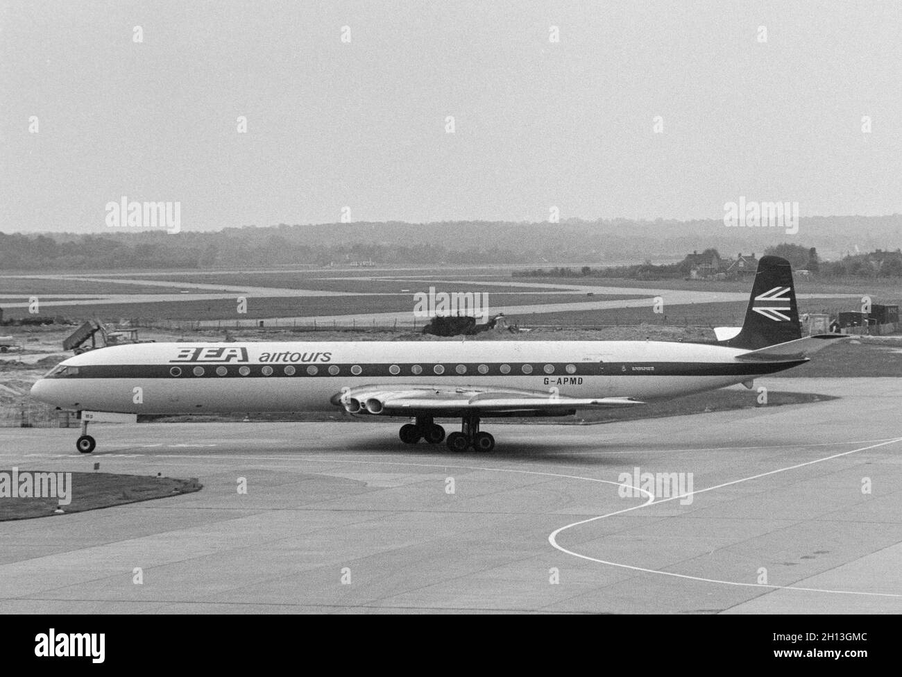 A De Havilland Comet 4B Airliner owned by BEA Airtours, British European Airways, at London Heathrow Airport IN 1971. Stock Photo