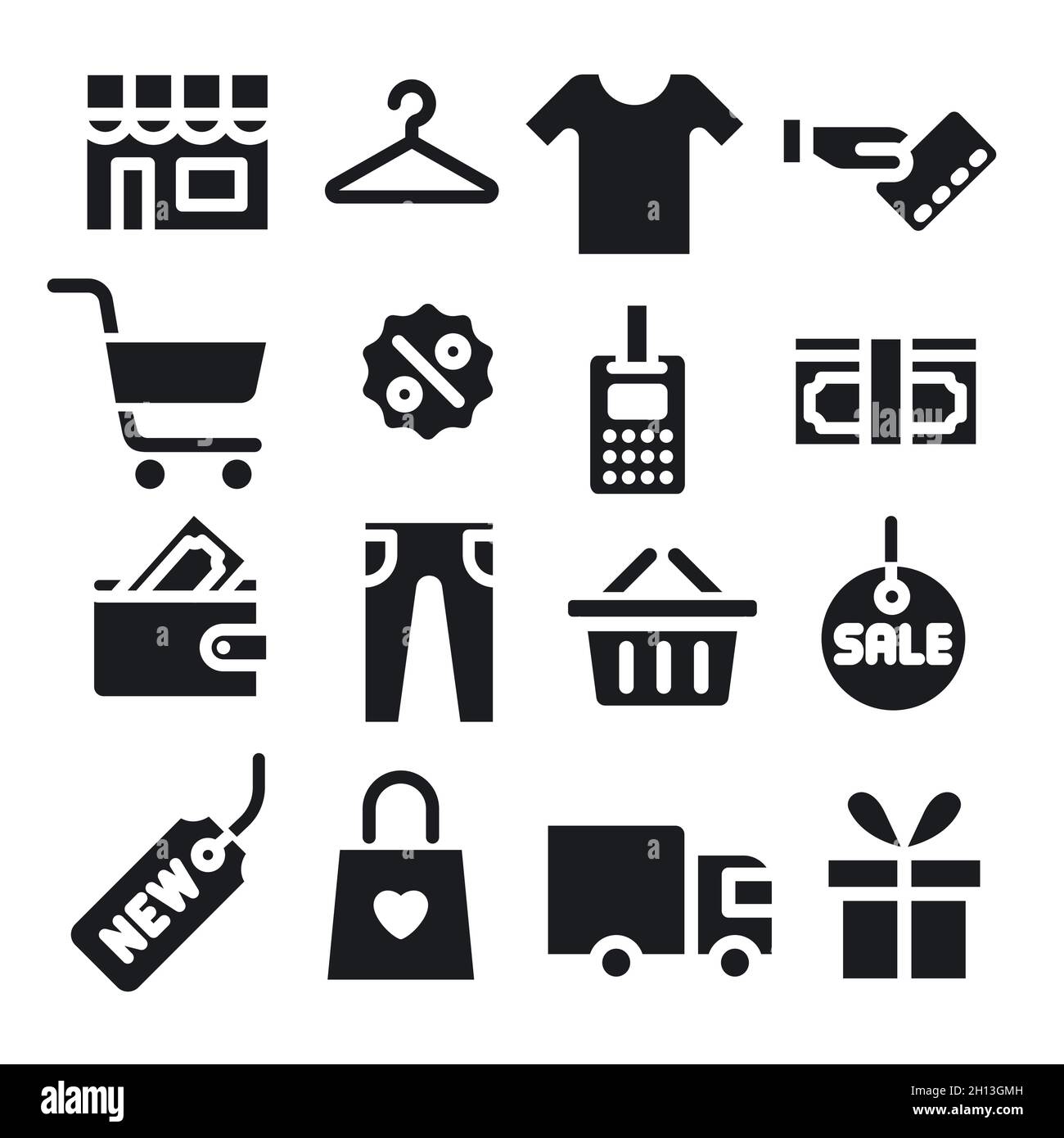 illustration of the set shopping and sale icons black and white color ...