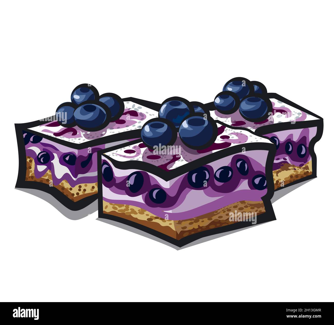 Illustration of the blue berry cakes with a cream Stock Vector