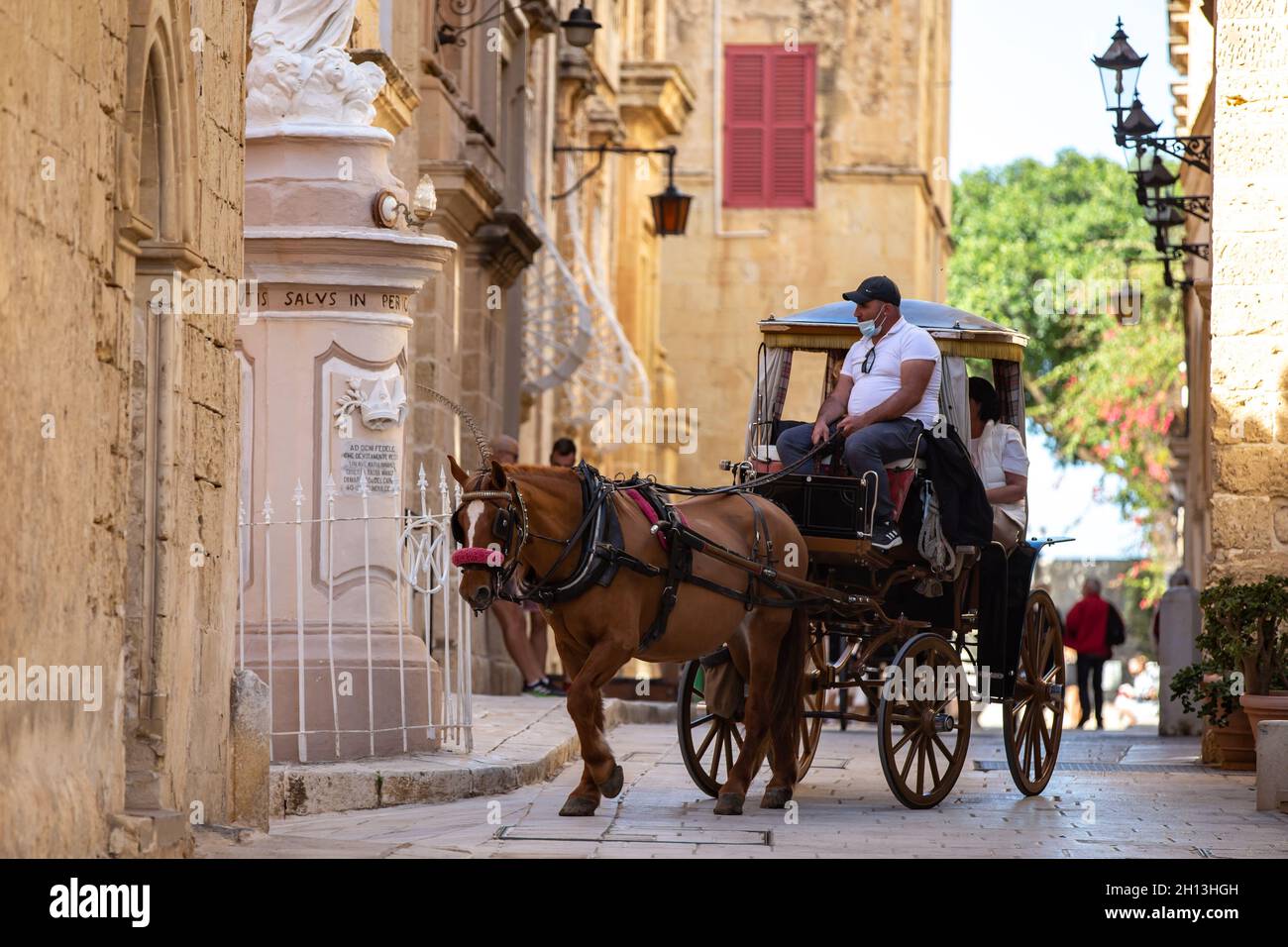 Mdina, Malta October 12, 2021 Horse carriage tour on the streets of