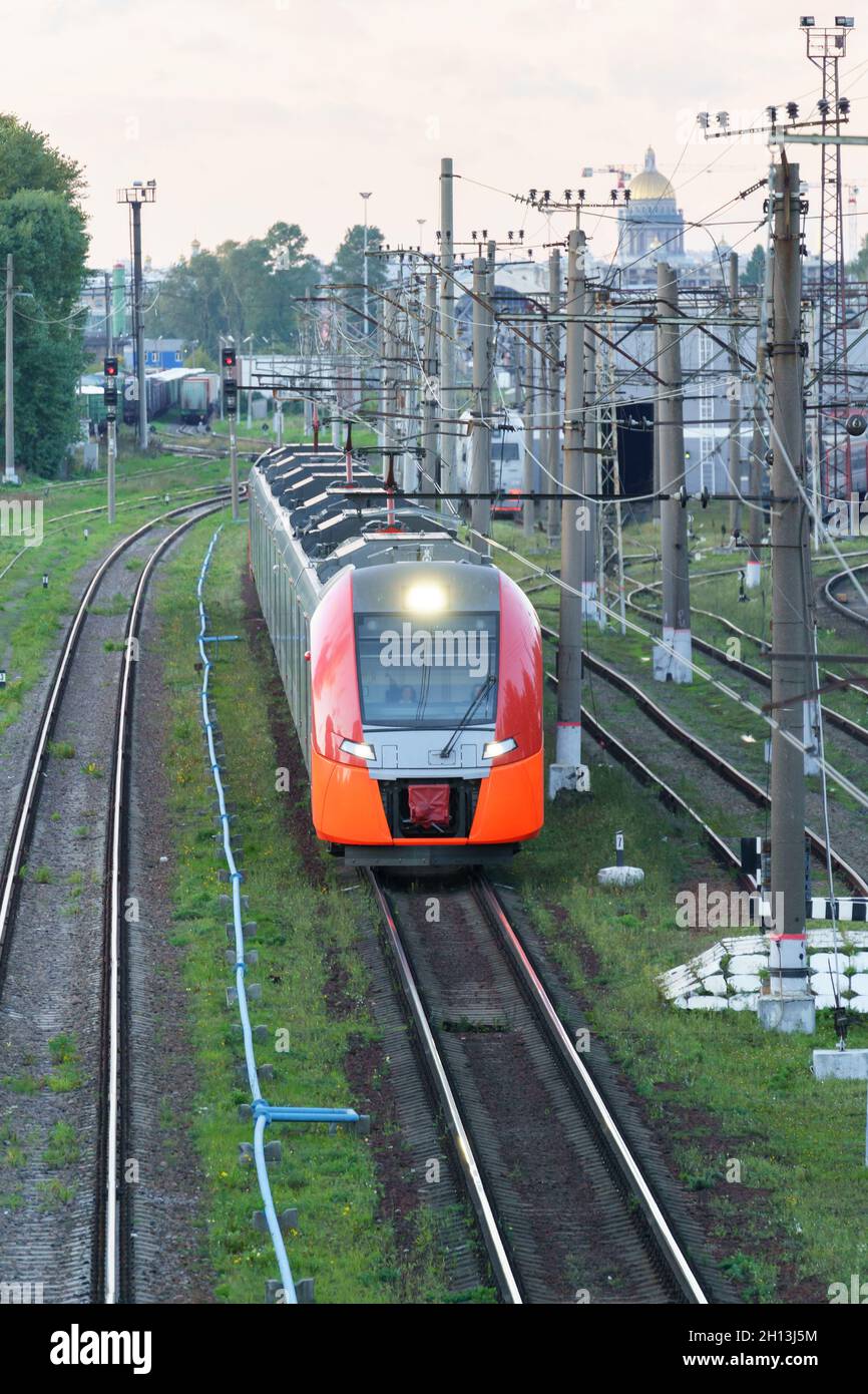 Top view of modern intercity high speed train. Commercial ...