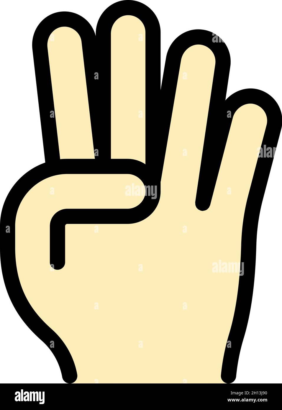 Hand gesture four fingers icon. Outline Hand gesture four fingers