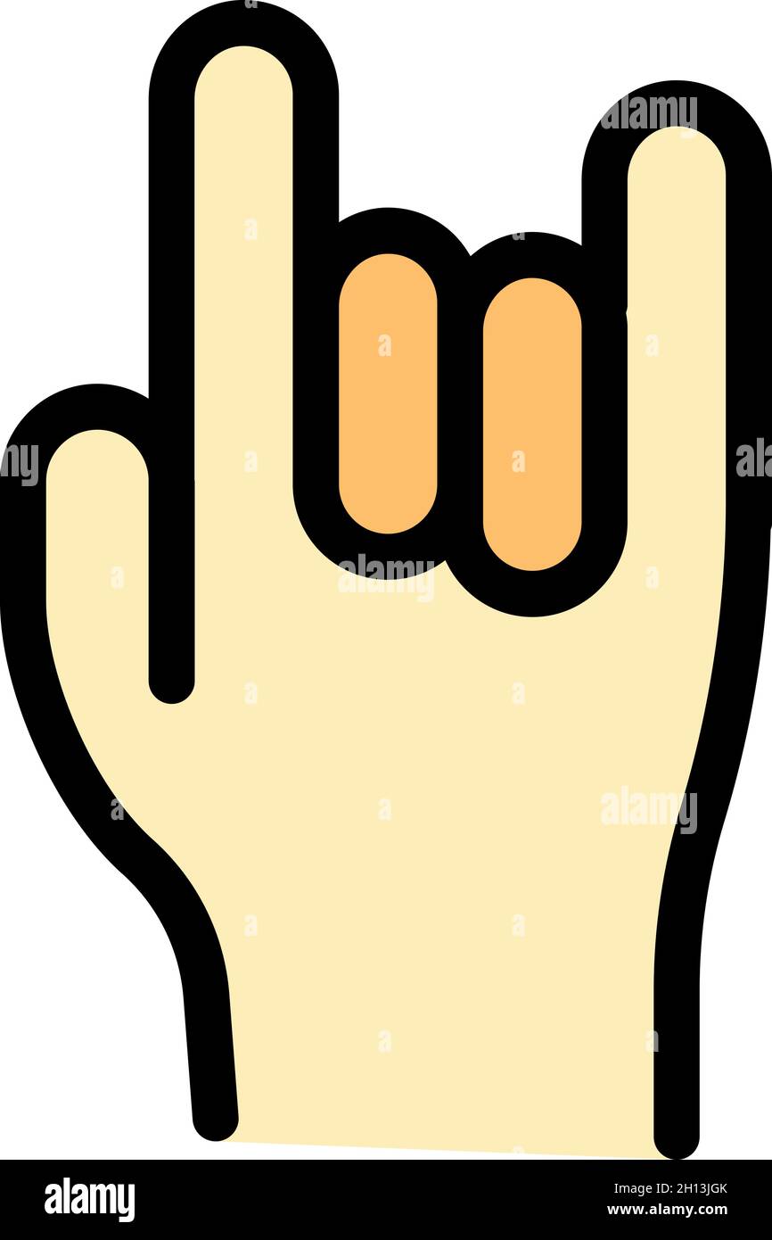 Hand gestures rock u icon. Outline Hand gestures rock u vector icon color flat isolated Stock Vector