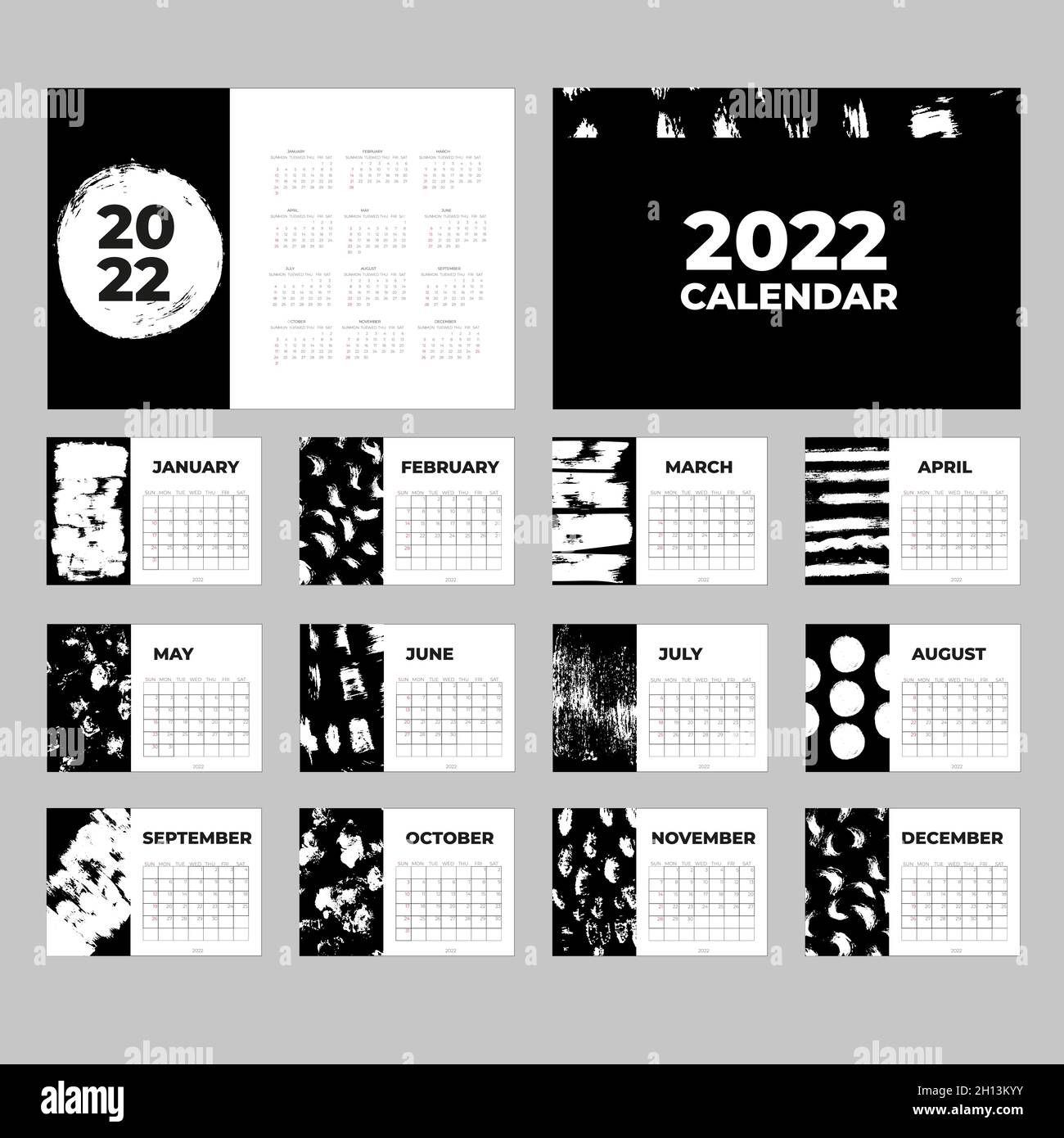 Calendar 2022 template, Desk calendar, planner design Vector Stock