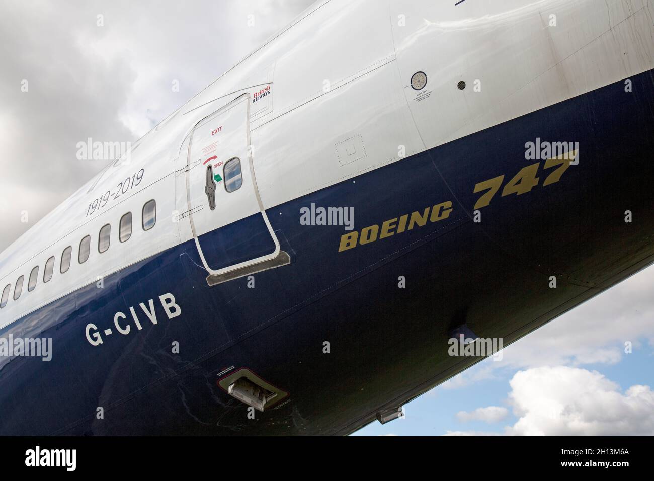 A British Airways Boeing 747400 airliner, GCIVB, on display and