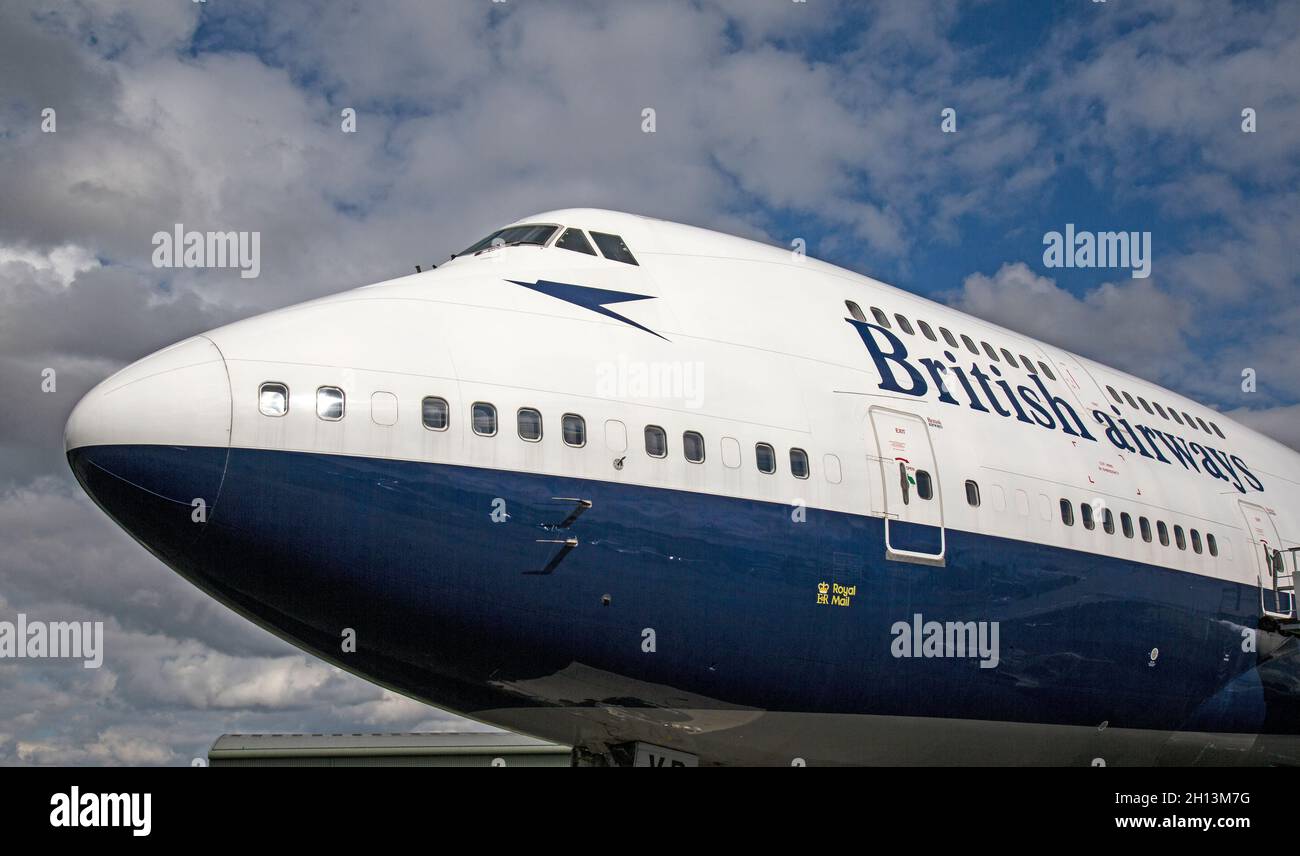 A British Airways Boeing 747400 airliner, GCIVB, on display and