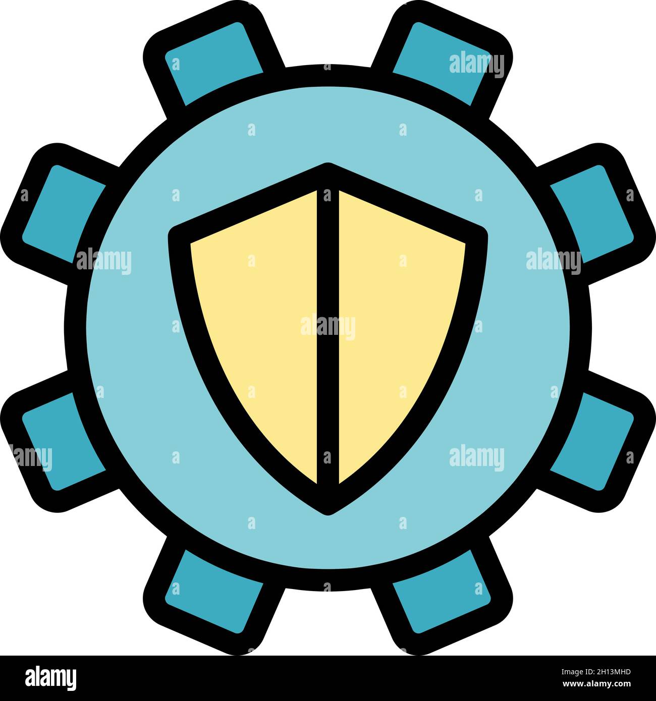 Secured gear interface icon. Outline secured gear interface vector icon color flat isolated Stock Vector