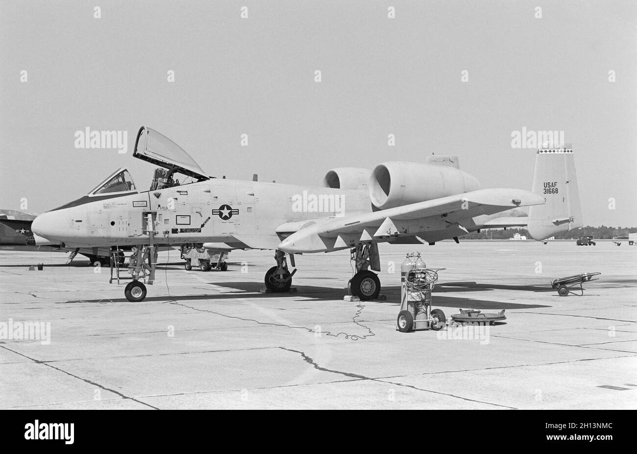 A Republic A-10A Thunderbolt 'Warthog' Jet Fighter of the USAF, United States Air Force. Photo taken on 10th July 1980 at RAF Mildenhall in England. Serial number 31668. Stock Photo