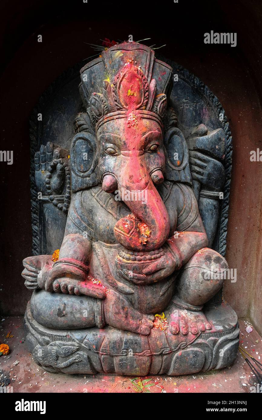 Sculpture of the god Ganesha at the Mahakali Temple of Bhaktapur in the