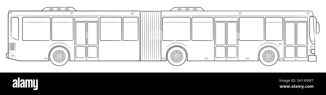 Classic city bus line illustration Stock Vector
