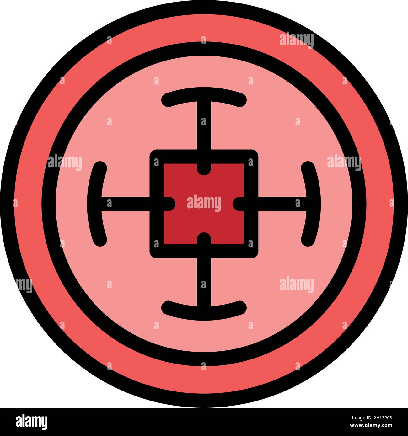 Crosshair focus icon. Outline crosshair focus vector icon color flat ...