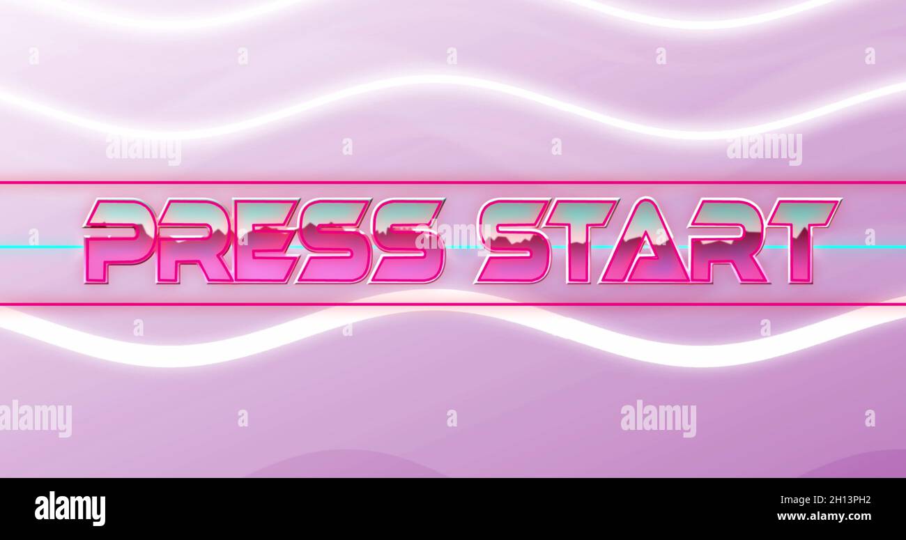 Image of press start with waves on pink background Stock Photo - Alamy