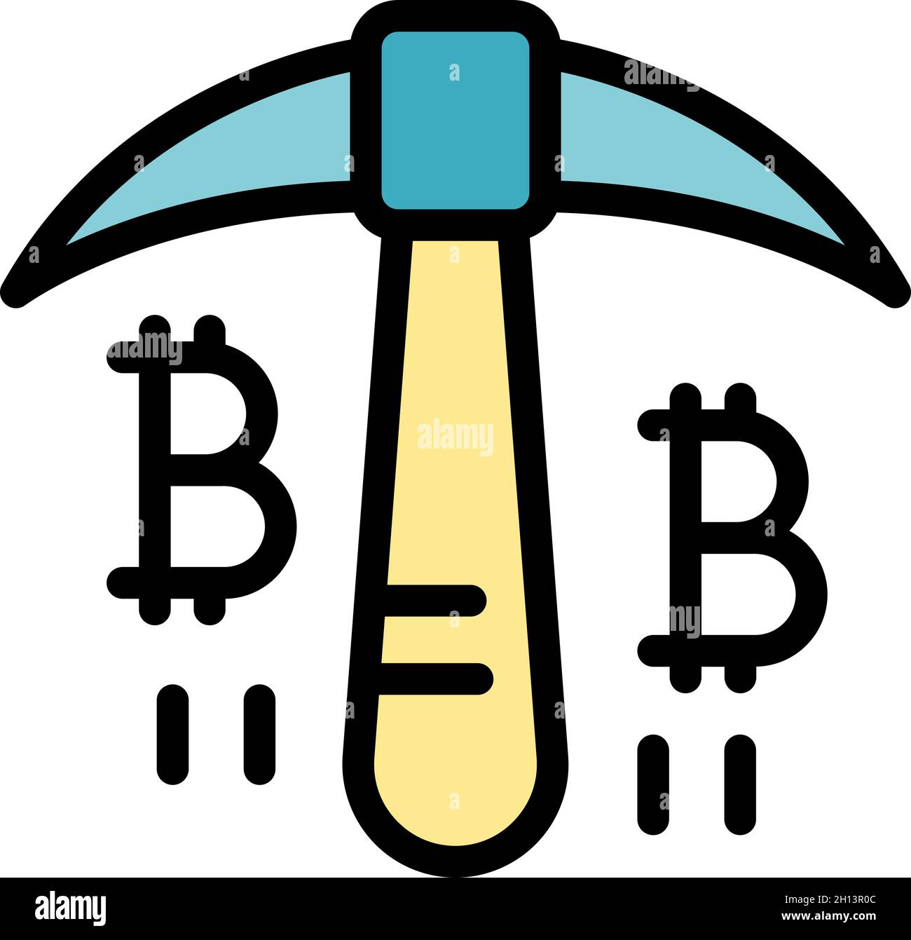 Blockchain hand axe icon. Outline Blockchain hand axe vector icon color flat isolated Stock Vector