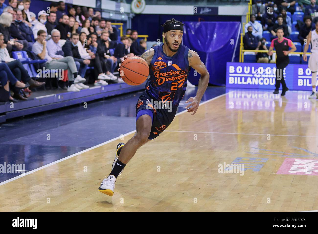 Levallois, France. 15th Oct, 2021. Marcquise REED (2) of BCM Gravelines  during the French championship, Betclic Elite Basketball match between  Metropolitans 92 and BCM Gravelines-Dunkerque on October 15, 2021 at Palais  des
