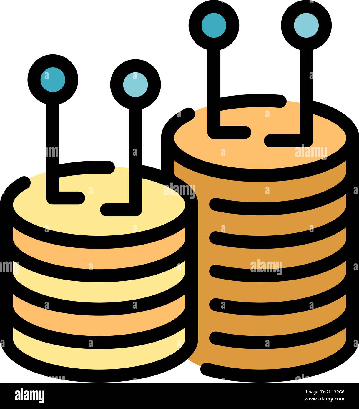 Blockchain server rack icon. Outline Blockchain server rack vector icon color flat isolated Stock Vector