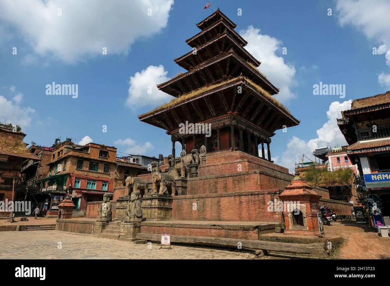Bhaktapur, Nepal - October 2021: Nyatapola Temple is a Hindu temple built in Pagoda Style in Taumadhi Square in Bhaktapur on October 10, 2021 in Kathm Stock Photo