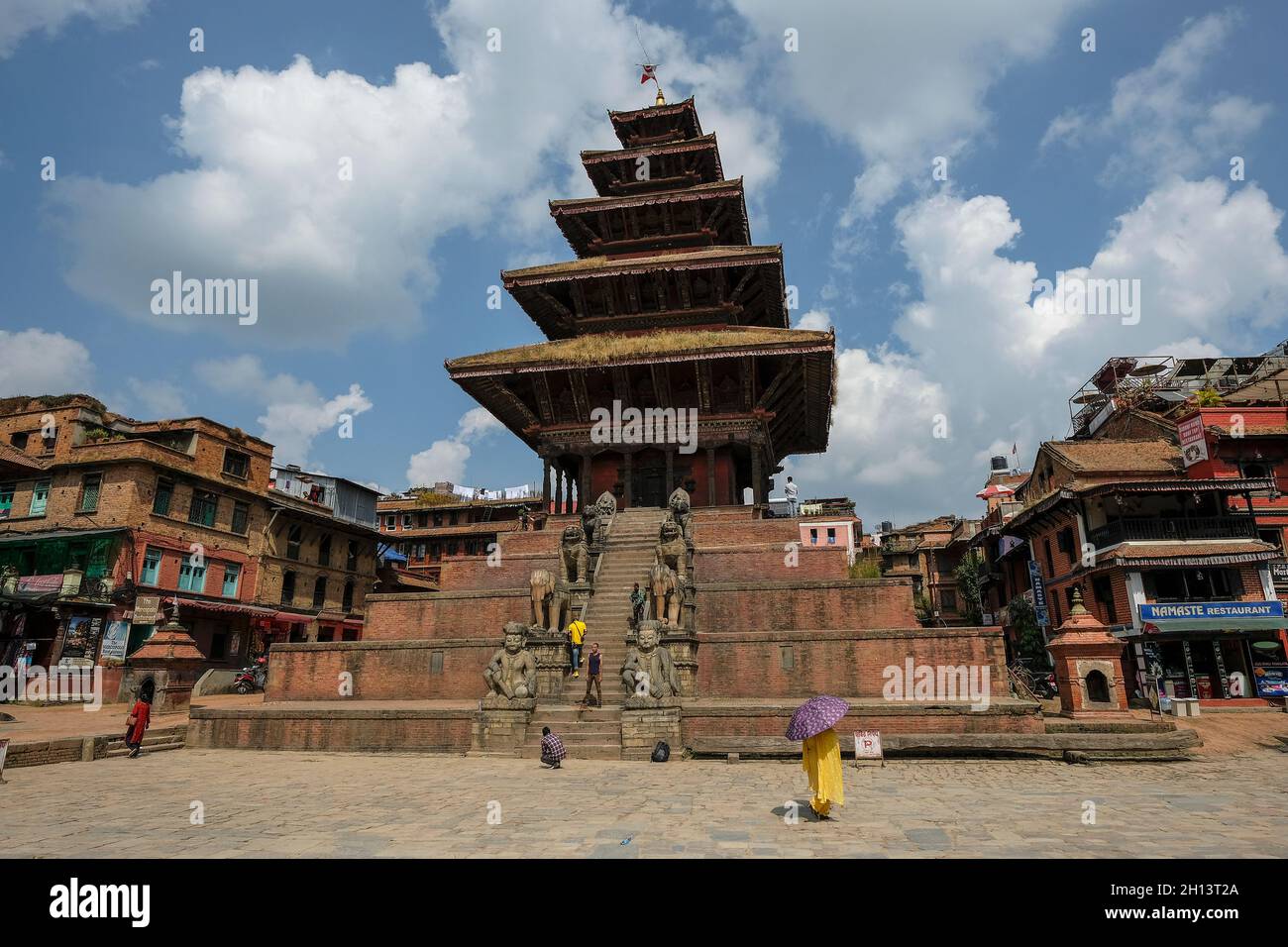 Bhaktapur, Nepal - October 2021: Nyatapola Temple is a Hindu temple built in Pagoda Style in Taumadhi Square in Bhaktapur on October 10, 2021 in Kathm Stock Photo
