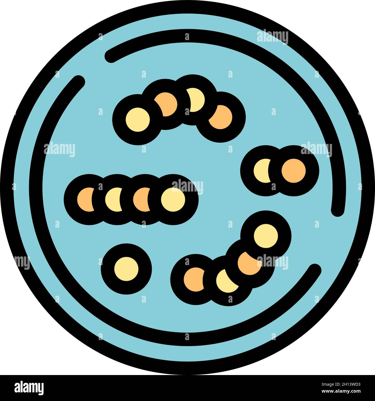 Cells petri dish icon. Outline cells petri dish vector icon color flat