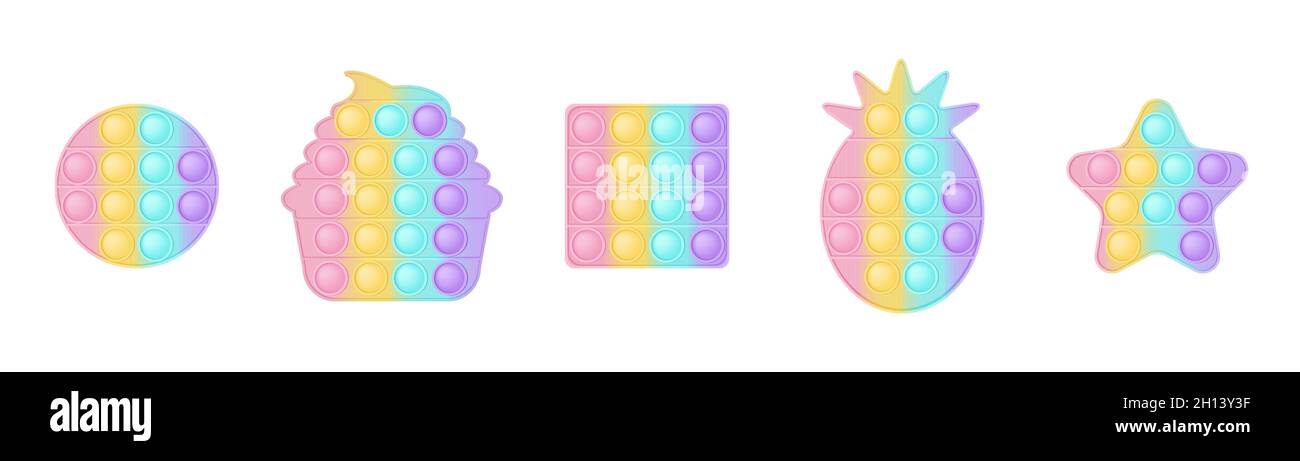 Set of 5 forms pop it a fashionable silicon toys for fidgets. Addictive ...