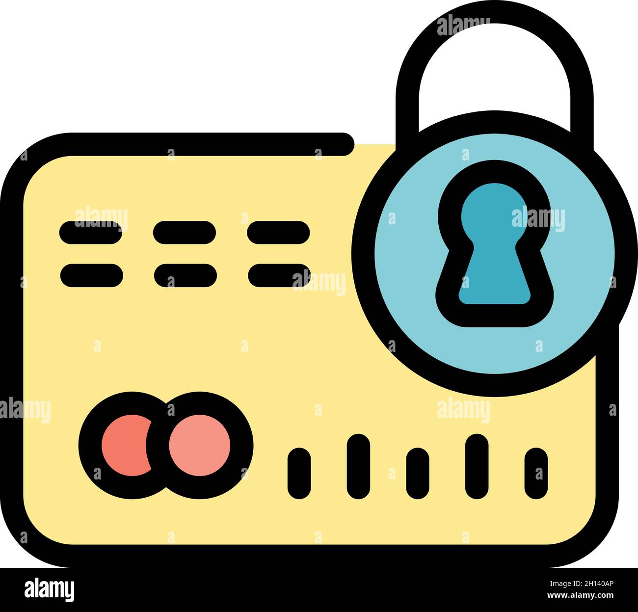 Card lock icon. Outline card lock vector icon color flat isolated Stock ...