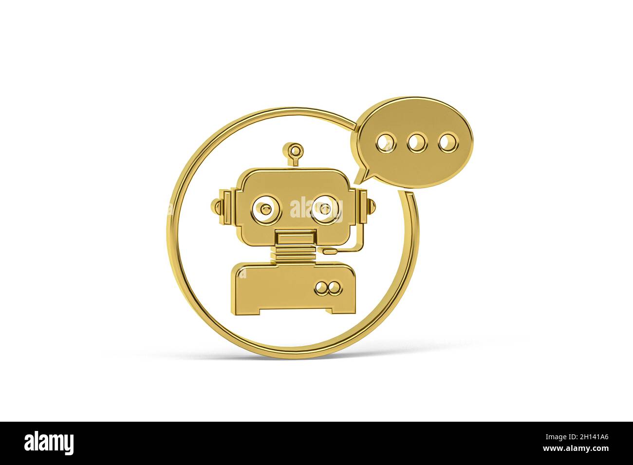 Golden 3d robot icon isolated on white background - 3d render Stock ...
