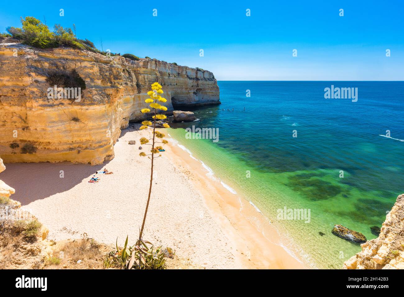 Aerial drone views of Praia da Marinha and Malhada do Baraco - beaches ...