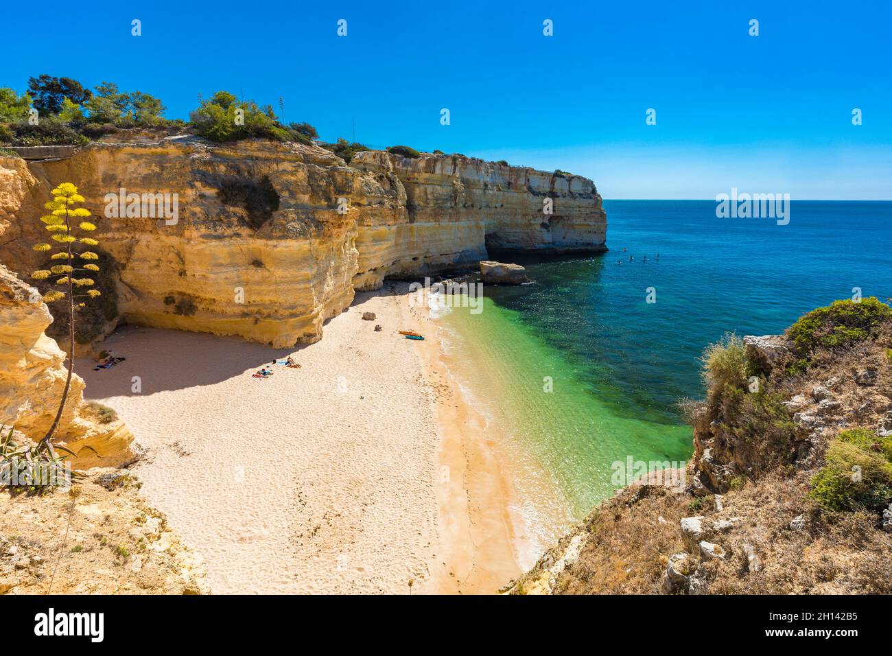 Aerial drone views of Praia da Marinha and Malhada do Baraco - beaches ...