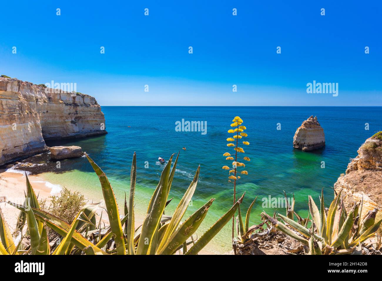 Aerial drone views of Praia da Marinha and Malhada do Baraco - beaches ...