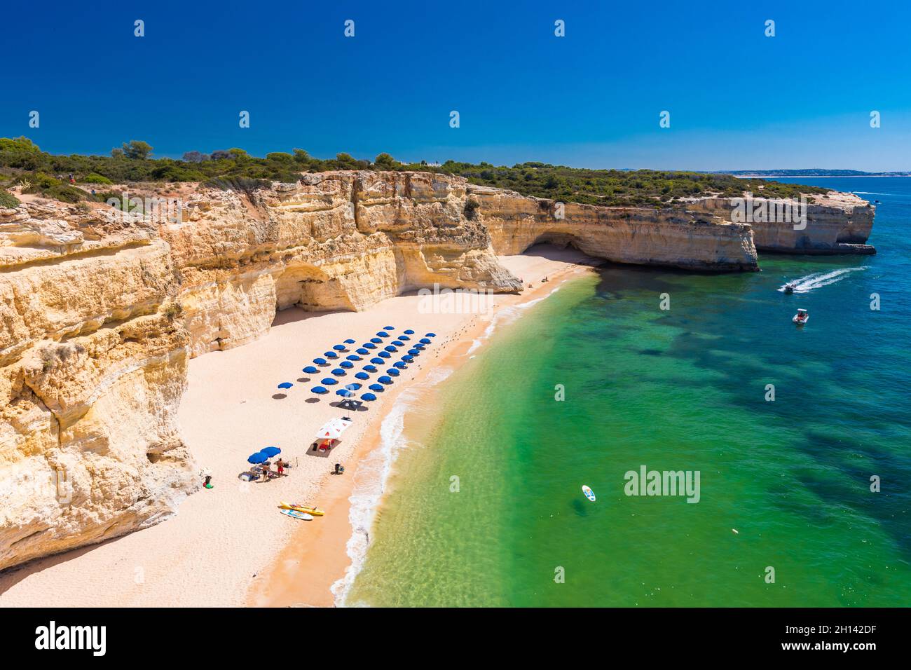 Aerial drone views of Praia da Marinha and Malhada do Baraco - beaches ...