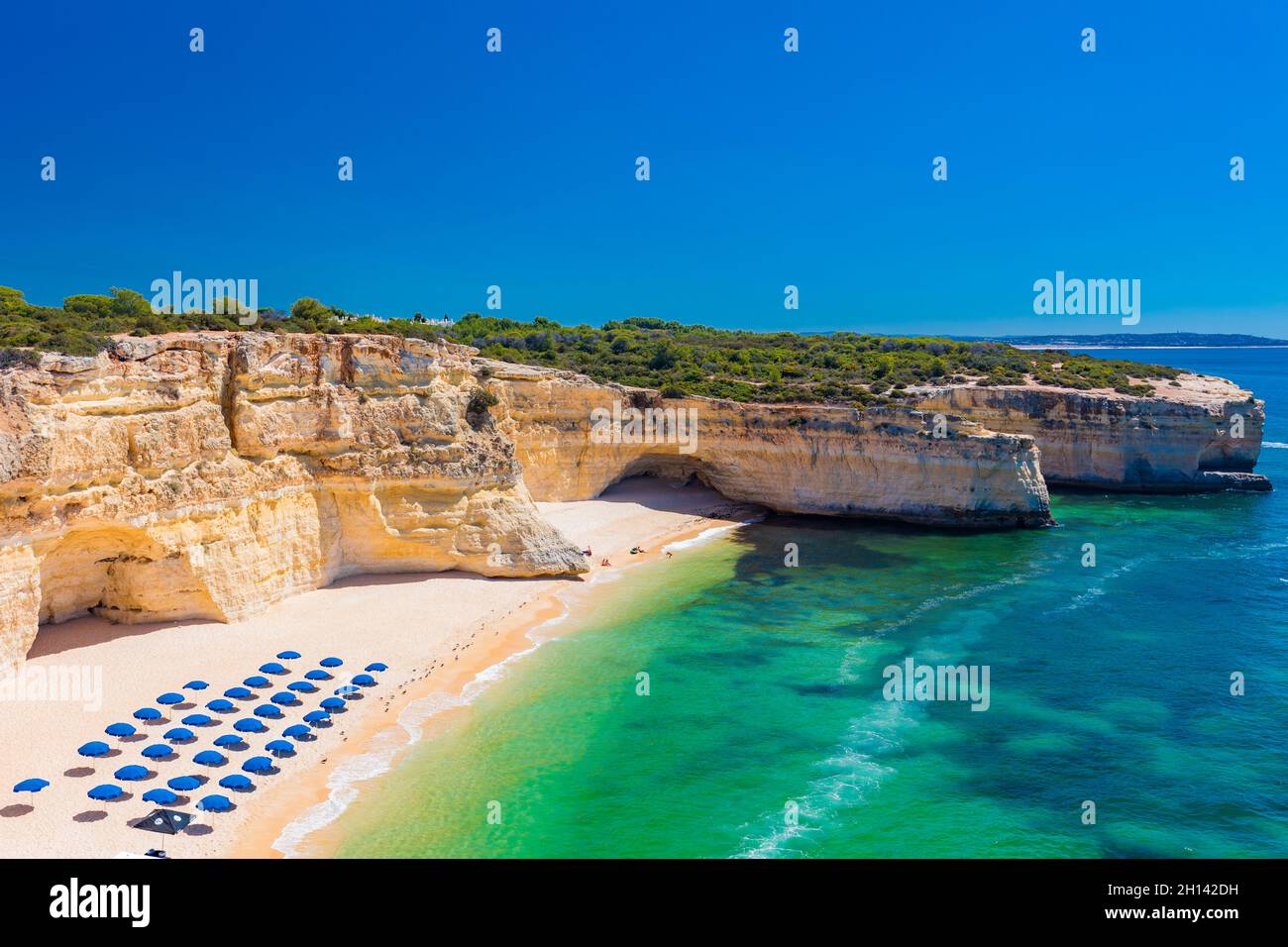 Aerial drone views of Praia da Marinha and Malhada do Baraco - beaches ...