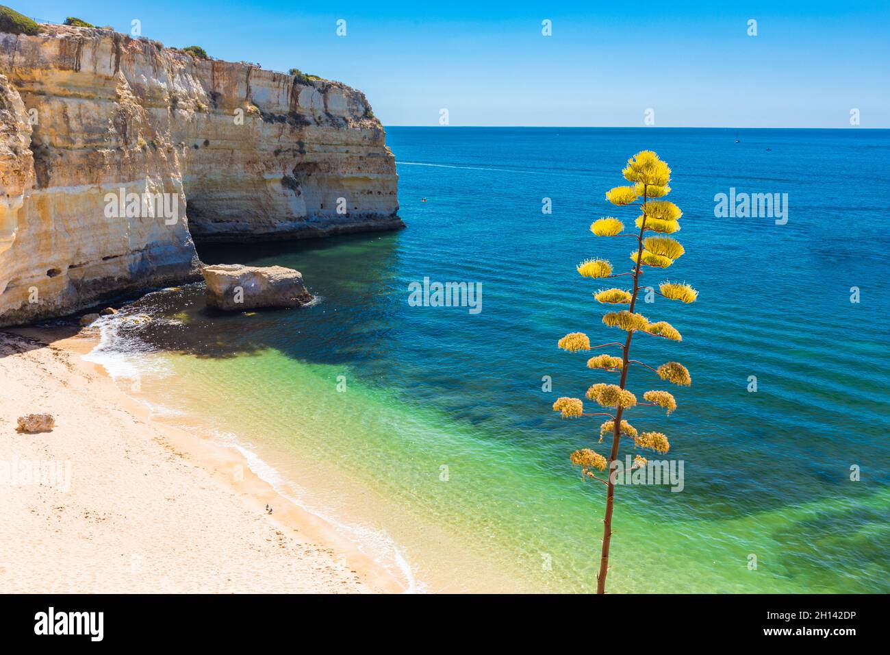 Aerial drone views of Praia da Marinha and Malhada do Baraco - beaches ...