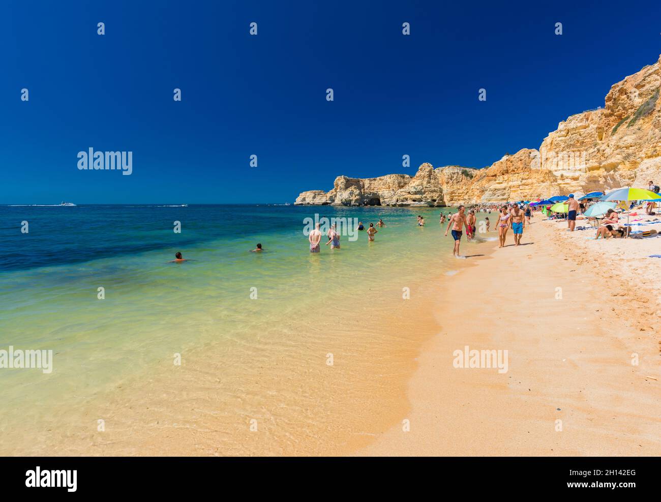 Aerial drone views of Praia da Marinha and Malhada do Baraco - beaches ...