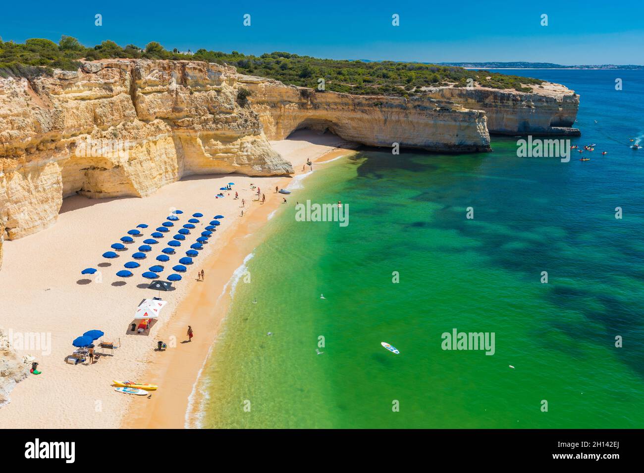 Aerial drone views of Praia da Marinha and Malhada do Baraco - beaches ...